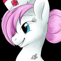 Size: 512x512 | Tagged: safe, artist:fizzy-dog, nurse redheart, earth pony, pony, g4, female, mare, smiling, solo