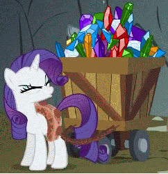 Size: 465x479 | Tagged: safe, screencap, rarity, pony, unicorn, a dog and pony show, g4, season 1, angry, animated, cart, complaining, cropped, eyes closed, female, gem, harness, hopping, mare, marshmelodrama, rarity being rarity, solo, whining