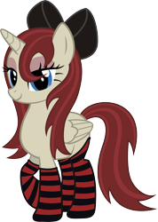 Size: 3992x5597 | Tagged: safe, artist:redpandawha, oc, oc only, oc:akira, alicorn, pony, alicorn oc, clothes, simple background, socks, solo, striped socks, transparent background