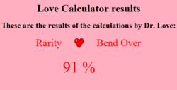 Size: 546x277 | Tagged: safe, rarity, g4, bend over, love calculator, meta, shipping, text, wtf