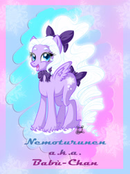 Size: 2121x2828 | Tagged: safe, artist:nemoturunen, pegasus, pony, bow, female, mare, ponified, solo, tail, tail bow