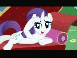 Size: 320x240 | Tagged: safe, screencap, rarity, pony, unicorn, g4, lesson zero, season 2, animated, blinking, couch, cropped, cute, fainting couch, female, gif, lying down, mare, raribetes, smiling, solo