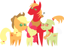 Size: 4214x3106 | Tagged: safe, artist:secret-asian-man, apple bloom, applejack, big macintosh, granny smith, earth pony, pony, g4, female, male, mare, pointy ponies, simple background, stallion, transparent background