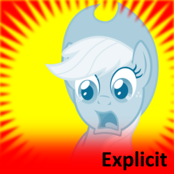 Size: 250x250 | Tagged: safe, applejack, earth pony, pony, female, frown, implied explicit, mare, meta, needs more saturation, official spoiler image, open mouth, shocked, solo, spoilered image joke, surprised, wide eyes