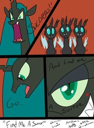 Size: 947x1280 | Tagged: safe, artist:mofetafrombrooklyn, queen chrysalis, changeling, changeling queen, g4, comic, female