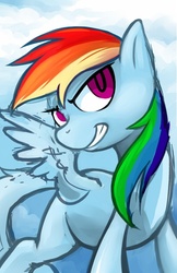 Size: 396x612 | Tagged: safe, artist:halley-valentine, rainbow dash, pegasus, pony, g4, female, grin, mare, smiling, solo
