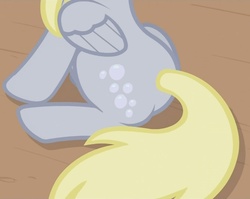Size: 940x748 | Tagged: safe, screencap, derpy hooves, pegasus, pony, g4, season 2, the last roundup, bubble butt, butt, cropped, female, mare, plot, sitting, solo