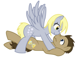 Size: 5000x3750 | Tagged: safe, artist:kooner-cz, artist:saturnspace, derpy hooves, doctor whooves, time turner, earth pony, pegasus, pony, g4, female, male, mare, scrunchy face, ship:doctorderpy, shipping, simple background, stallion, straight, transparent background