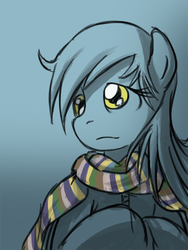 Size: 600x800 | Tagged: safe, artist:saturnspace, derpy hooves, pegasus, pony, g4, clothes, female, mare, scarf, solo