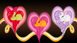Size: 1920x1080 | Tagged: safe, artist:sirpayne, apple bloom, scootaloo, sweetie belle, g4, cutie mark crusaders, heart, heart pony, vector