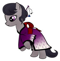 Size: 1636x1666 | Tagged: safe, artist:zomgitsalaura, octavia melody, earth pony, pony, g4, clothes, dress, female, kimono (clothing), mare, rearing, simple background, solo, transparent background