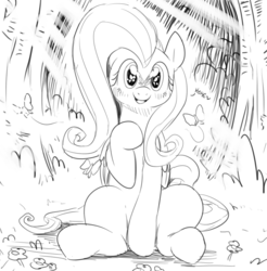 Size: 739x752 | Tagged: safe, artist:sunibee, fluttershy, butterfly, pegasus, pony, g4, female, mare, sketch, solo
