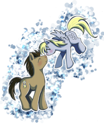 Size: 500x603 | Tagged: safe, artist:butterscotch25, derpy hooves, doctor whooves, time turner, earth pony, pegasus, pony, g4, abstract background, duo, female, male, mare, ship:doctorderpy, shipping, simple background, stallion, straight, transparent background