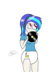 Size: 900x1237 | Tagged: safe, artist:dltex, dj pon-3, vinyl scratch, human, g4, breasts, diaper, female, humanized, non-baby in diaper, solo