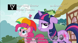 Size: 852x470 | Tagged: safe, screencap, pinkie pie, twilight sparkle, feeling pinkie keen, g4, youtube caption