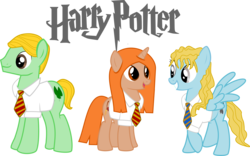 Size: 7890x4920 | Tagged: safe, artist:asdflove, absurd resolution, ginny weasley, harry potter (series), luna lovegood, neville longbottom, ponified, simple background, transparent background, vector