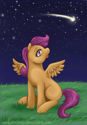Size: 1123x1600 | Tagged: safe, artist:amenoo, scootaloo, pegasus, pony, g4, female, filly, foal, solo