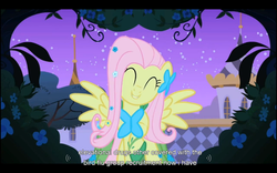 Size: 1024x640 | Tagged: safe, screencap, fluttershy, pony, g4, the best night ever, female, meme, solo, youtube caption