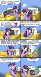 Size: 2394x4538 | Tagged: safe, artist:ciriliko, spike, twilight sparkle, g4, comic, creeper