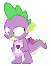 Size: 1600x2054 | Tagged: safe, artist:baumkuchenpony, spike, dragon, dragon quest, g4, apron, clothes, naked apron, simple background, transparent background, vector