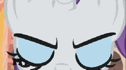 Size: 427x240 | Tagged: safe, edit, edited screencap, screencap, rarity, pony, unicorn, g4, look before you sleep, season 1, animated, close-up, extreme close-up, female, gif, golden oaks library, image macro, it is on, mare, punctuated for emphasis, reaction image, solo, subtitles, text