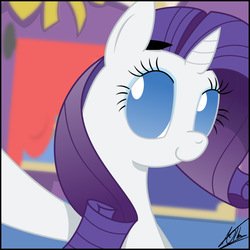 Size: 1080x1080 | Tagged: safe, artist:thedeseasedcow, part of a set, rarity, pony, unicorn, g4, bust, female, mare, no pupils, portrait, selfie, solo