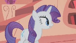 Size: 640x360 | Tagged: safe, screencap, rarity, pony, unicorn, g4, look before you sleep, season 1, animated, female, gif, golden oaks library, offscreen character, pillow, pillow fight, solo