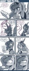 Size: 600x1453 | Tagged: safe, artist:johnjoseco, princess celestia, princess luna, alicorn, pony, ask princess molestia, gamer luna, princess molestia, g4, ask, comic, playstation vita, tumblr