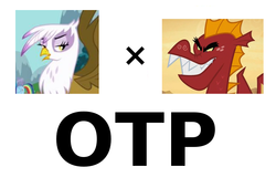 Size: 661x449 | Tagged: safe, garble, gilda, dragon, griffon, g4, exploitable meme, meme, otp, ship:garilda, simple background, vector, white background