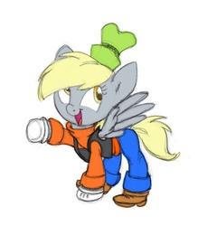 Size: 569x650 | Tagged: safe, artist:carnifex, derpy hooves, pegasus, pony, g4, clothes, costume, female, goofy (disney), mare, solo