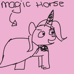 Size: 900x900 | Tagged: safe, trixie, pony, unicorn, g4, female, lineart, magic horse, sketch, solo