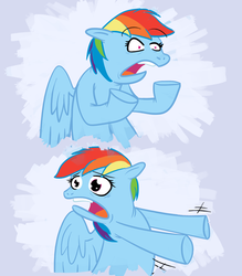 Size: 657x749 | Tagged: safe, artist:tapediggity, rainbow dash, pony, g4, female, reaction image, solo, wat, why