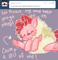 Size: 674x700 | Tagged: dead source, safe, artist:dhui, pinkie pie, ask tired pie, g4, tumblr