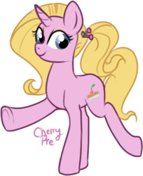 Size: 264x323 | Tagged: safe, artist:lulubell, cherry pie, pony, g4, ponytail, simple background, solo, transparent background