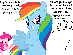 Size: 800x600 | Tagged: safe, artist:weaver, pinkie pie, rainbow dash, g4, dialogue, female, gif, non-animated gif, simple background, webcam, white background