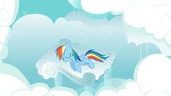 Size: 1920x1080 | Tagged: safe, artist:shelltoon, rainbow dash, pegasus, pony, g4, swarm of the century, cloud, female, mare, sleeping, solo, vector, wallpaper