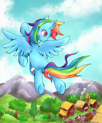 Size: 500x600 | Tagged: safe, artist:cheerubi, rainbow dash, pony, g4, female, flying, solo