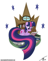 Size: 900x1140 | Tagged: safe, artist:template93, twilight sparkle, pony, unicorn, g4, book, female, mare, prone, reading, simple background, smiling, solo, transparent background, unicorn twilight