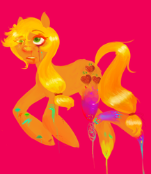 Size: 1096x1260 | Tagged: safe, artist:do-it-emily, applejack, earth pony, pony, g4, ambiguous facial structure, black eye, candy gore, female, gore, needs more saturation, solo