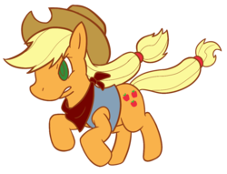 Size: 1027x784 | Tagged: safe, artist:dialbm, applejack, earth pony, pony, g4, clothes, female, running, scarf, simple background, solo, transparent background
