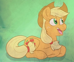 Size: 2786x2315 | Tagged: safe, artist:solitaryzombie, applejack, earth pony, pony, g4, female, high res, prone, solo