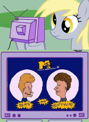 Size: 563x771 | Tagged: safe, derpy hooves, human, pegasus, pony, g4, beavis, beavis and butthead, butthead, exploitable meme, meme, mtv, tv meme