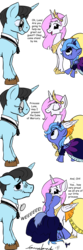 Size: 800x2400 | Tagged: safe, artist:gavalanche, artist:glamador, princess celestia, princess luna, oc, oc:duke of mercury, alicorn, pony, unicorn, g4, blushing, butt, clothes, colored, comic, comic sans, cute, dress, eyes closed, female, filly, filly luna, foal, gala dress, handstand, headstand, horn, jewelry, monocle, pink-mane celestia, plot, signature, simple background, sisters, tiara, transparent background, unicorn oc, upside down, woona, young celestia, younger
