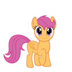 Size: 2200x2200 | Tagged: safe, artist:kuren247, scootaloo, pegasus, pony, g4, blank flank, cute, cute face, cutealoo, female, filly, foal, folded wings, high res, raised hoof, simple background, smiling, solo, transparent background, vector, wings