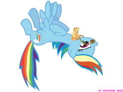 Size: 2000x1500 | Tagged: dead source, safe, artist:nightmaremoons, applejack, rainbow dash, earth pony, pegasus, pony, bridle gossip, g4, applejack riding rainbow dash, appletini, female, flying, mare, micro, ponies riding ponies, rainbow crash, riding, simple background, transparent background, vector