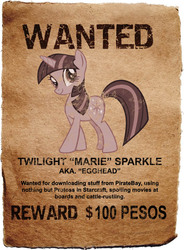 Size: 657x895 | Tagged: safe, twilight sparkle, pony, unicorn, g4, female, mare, smiling, solo, unicorn twilight, wanted poster