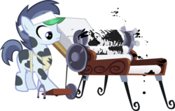 Size: 7129x4507 | Tagged: safe, artist:cobaltwinterborn, shady daze, pony, g4, ponyville confidential, absurd resolution, colt, male, printing press, simple background, solo, transparent background, vector