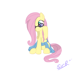 Size: 900x900 | Tagged: safe, artist:sirradical, fluttershy, pony, g4, clothes, female, glasses, solo, sweater, sweatershy