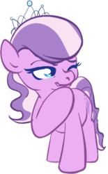 Size: 363x586 | Tagged: safe, artist:sharkhook, diamond tiara, earth pony, pony, g4, female, filly, looking sideways, one eye closed, raised hoof, simple background, transparent background, wink