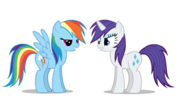 Size: 700x400 | Tagged: safe, artist:mixermike622, rainbow dash, rarity, pegasus, pony, unicorn, g4, alternate hairstyle, duo, duo female, female, mare, simple background, transparent background, vector